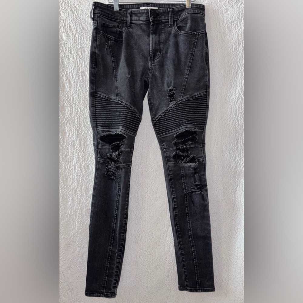 PacSun Distressed Stacked Skinny Moto Biker Jeans